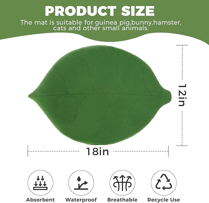 Homimp Guinea Pig Bedding Mat Washable, Ultra Soft Fleece Warm Small Animal Beds, Absorbent & Waterproof Rabbit Winter Sleeping Pad for Rabbit Hamster Squirrel Hedgehog Chinchilla Ferret, Leaf 12"x18"