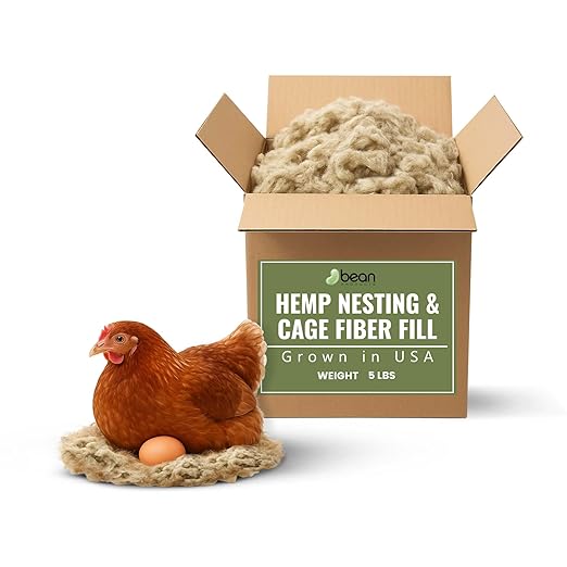 Hemp Nesting Fiber - 5 lb Chicken Nest Box Pad Hemp Fiber Fill - Absorbent DUST Free- Egg Laying Chickens coop, Horse stall, Rabbit, Reptile, Hamster, Cage Fibre, FiberFill Washable - Grown in USA