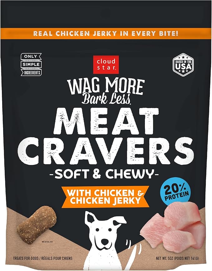 Cloud Star Wag More Bark Less Meat Cravers Soft Chews Dog Treats, Chicken 5 oz. Bag
