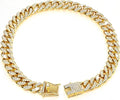 Tallew Gold Dog Chain Diamond Collar Walking Metal Chain Necklace with Secure Buckle Pet Cuban Style Collar Jewelry Accessories for Small Medium Large Dog Cats(8 Inch)