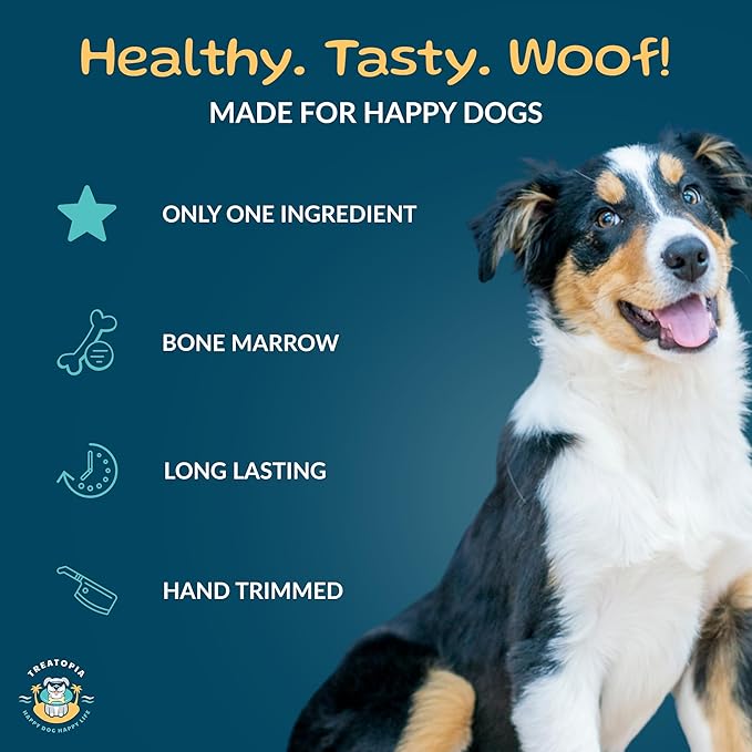 TREATOPIA Adventure Dog Bones, Delights, 1-2”, 8 PC - All-Natural, Center-Cut, Long-Lasting, Healthy, Single Ingredient, Bone Marrow, Hand-Trimmed, Slow-Roasted, Made in The USA, No Additives