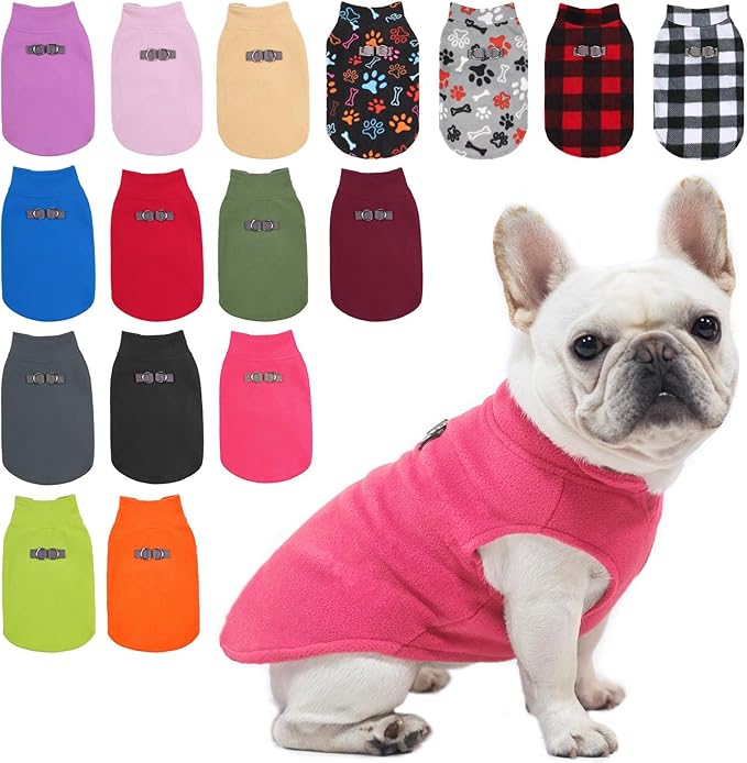 BEAUTYZOO Dog Fleece Vest Sweater Winter Jacket for Small and Medium Dogs with D-Ring Leash Cold Weather Coat Hoodie for XS S M Dogs Boy or Girls,Rose M