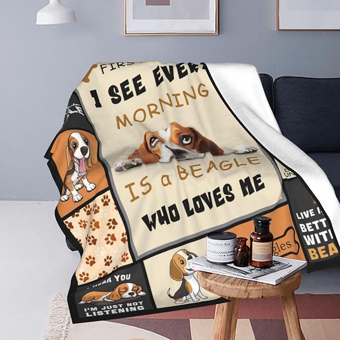 Beagle Gifts, Beagles Throw Blanket, Beagle Stuff for Women Girls Boys Lover Adult Cozy Fleece Flannel Bedding Stuff Plush for Couch Sofa Bed Decor 60"X50"