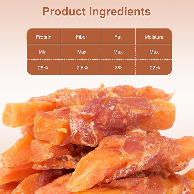 Soft Dog Treats Chicken Sweet Potato Sticks Puppy Easy to Digest Training Snacks Chicken Wrapped Sweet Potato 0.5lb/227g