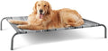 Bedsure Outdoor Elevated Dog Bed Large Sized Dog, Portable Indoor & Outdoor Cooling Raised Cot Pet Hammock Bed with Skid-Resistant Feet, Frame with Breathable Mesh, Striped Grey, 49 inches