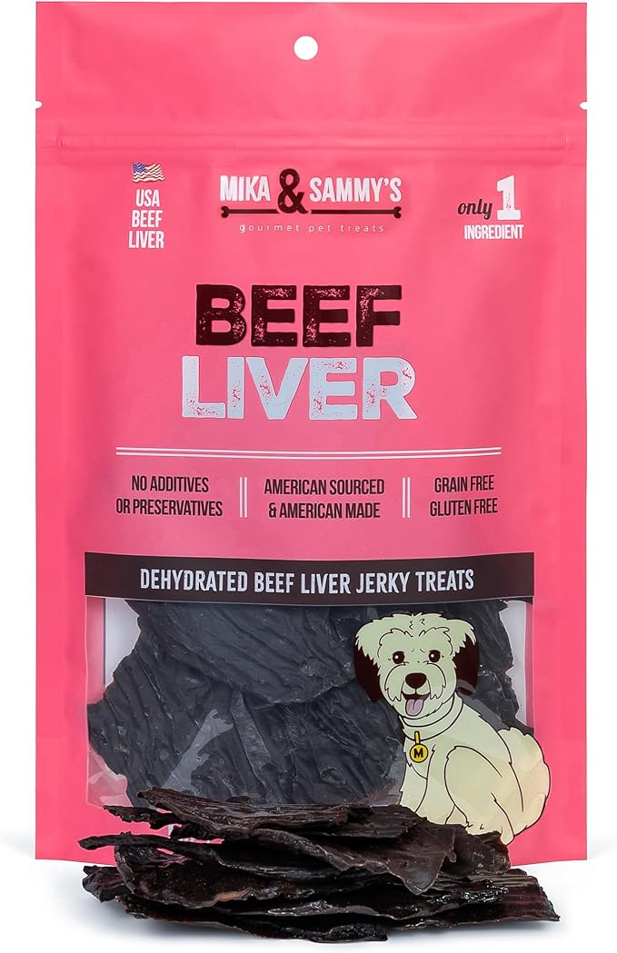 Mika & Sammy's Gourmet Jerky Dog Treats Made in The USA. (Beef Liver 5 Oz)