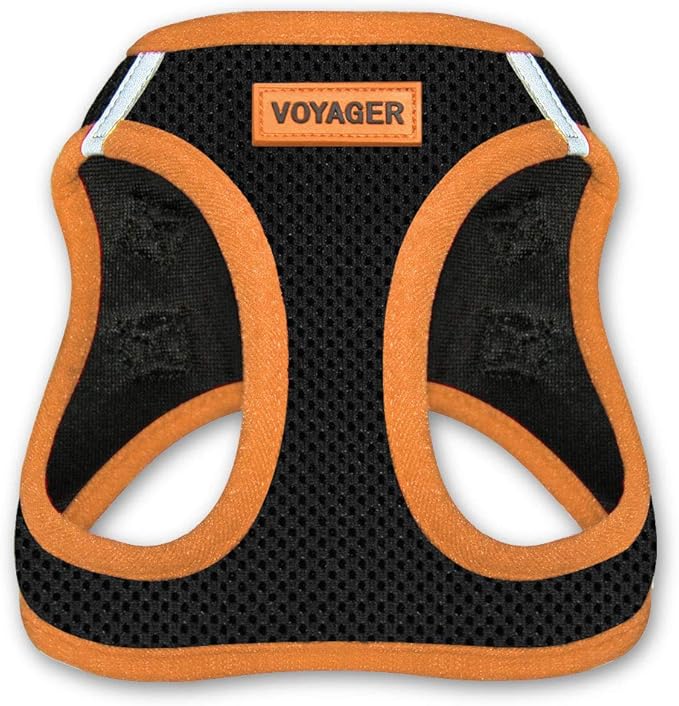 Best Pet Supplies - All Weather Mesh, Reflective, No Pull Harness for Small, Medium Dogs, Cats - Secure with Hook & Loop Fastener, Buckle, Double D-Rings - Orange Trim, XS
