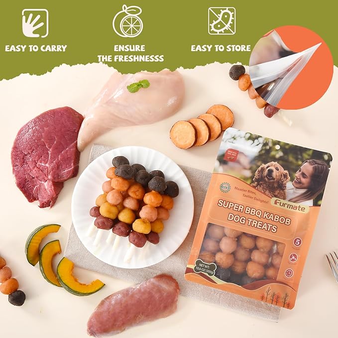 Kabobs Dog Treats, Multi-Flavor Rawhide Dog Chew Sticks Made with Chicken, Duck, Beef, Sweet Potato and Pumpkin, Long Lasting Rewards & Training Treats for Small Medium Large Dogs, 10.58 oz