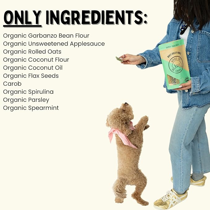 Winnie Lou Organic Dog Treats – Natural Dog Biscuits, USA Made, Organic Ingredients, Clean, Sensative Stomach, All Breed Sizes, High Protein, Hypoallergenic, Minty Breath Bones (Pack of 2)