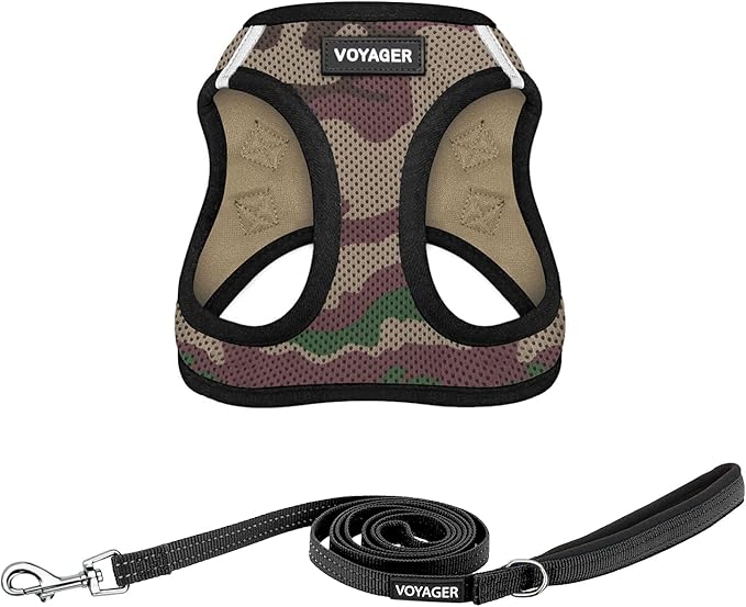 Best Pet Supplies Voyager Step-in Air All Weather Mesh Harness and Reflective Dog 5ft Leash Combo with Neoprene Handle, for Small, Medium and Large Breed Puppies - Set (Army Base), X-Large