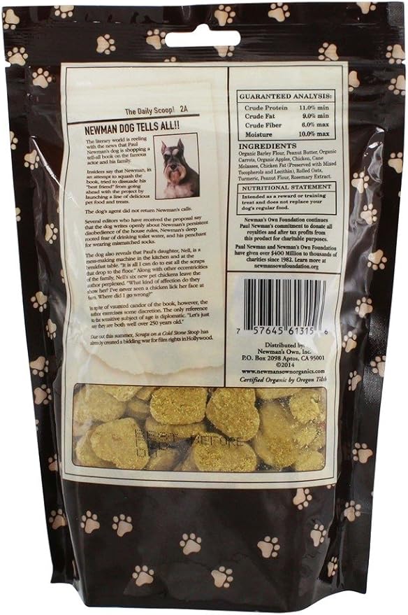 Newman's Own Dog Biscuits, Peanut Butter Formula - Small, 10-oz. (Pack of 6)