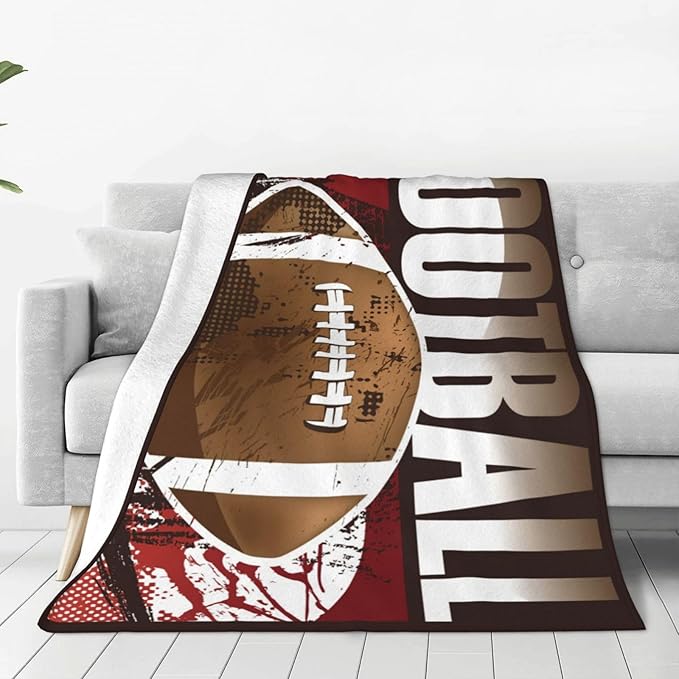 Football Blanket Sprots Gifts Throw Blankets Fleece Flannel Blanket Plush Bedding Football Stuff Room Decor Gift for Boys Girls Men Women Teens for Couch Sofa Bed 60"X50"