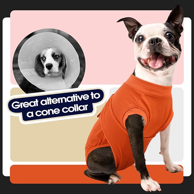 FUAMEY Dog Recovery Suit Male,Dogs Surgery Neuter Suits Puppy Spay Shirts for Female Protect Dog's Skin Anti Licking Abdominal Wounds Doggie Onesie Pet Bodysuit Alternative to Cone Orange XXL
