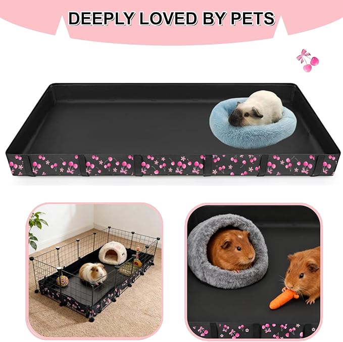 DZWLKJ Guinea Pig Cage Liner,Washable Tarp Bottom Base,Cherry Graphic,28"x56", Reusable for Rabbit, Chinchilla, Hedgehog, Ferret & Other Small Animals.