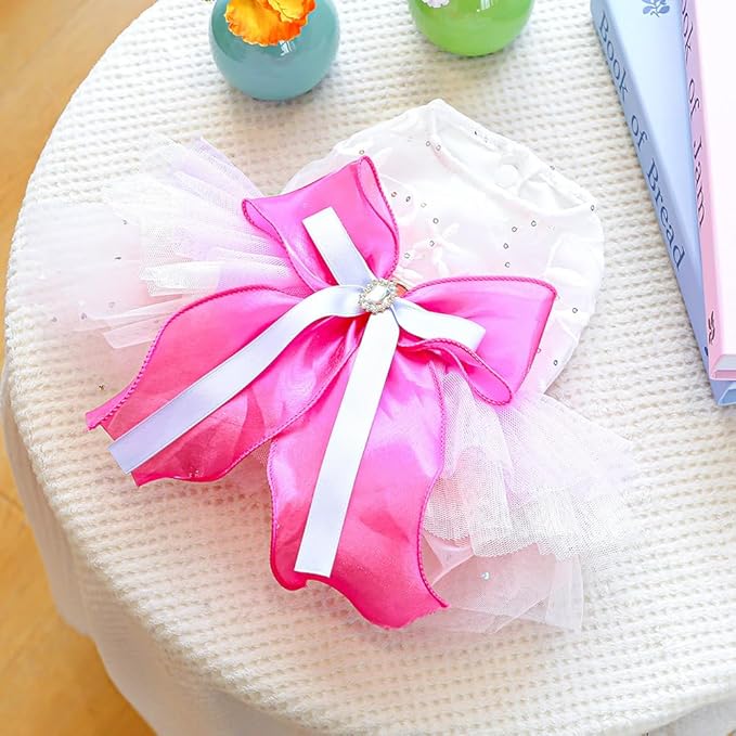 ANIAC Fancy Small Dog Dress, Bow Knot Girl Puppy Clothes, Cat Princess Dress, Spring Dog Clothes Female, Formal Pet Pary Outfit for Wedding Birthday Valentines (Red Bow, X-Small)