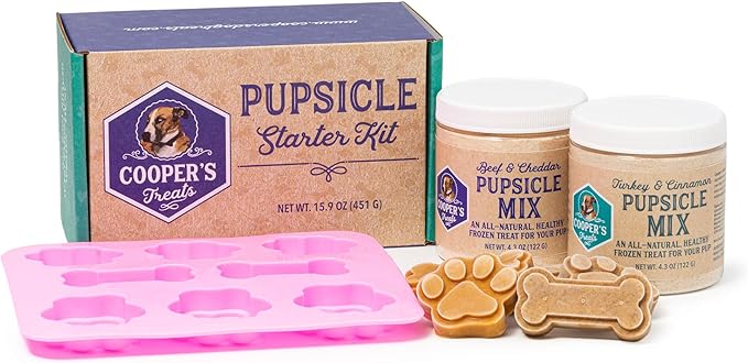 Cooper's Treats Pupsicle Starter Kit - Easy, Homemade Frozen Dog Treat Kit - Healthy, Delicious Dog Ice Cream Mix - Make Your Own Treats - Regular