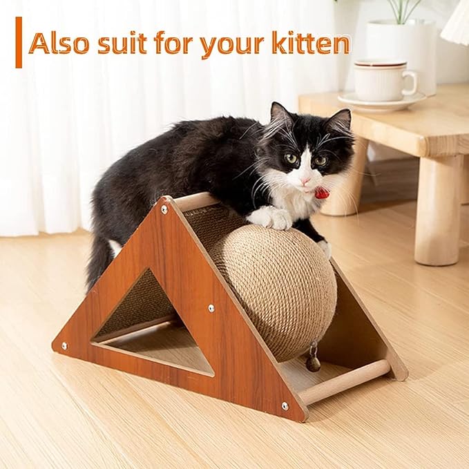 Rabbit Scratching Pad Bunny Toys - 2-in-1 Rabbit Scratch Rotating Ball & Cardboard Scratcher Bunnies Interactive Toy