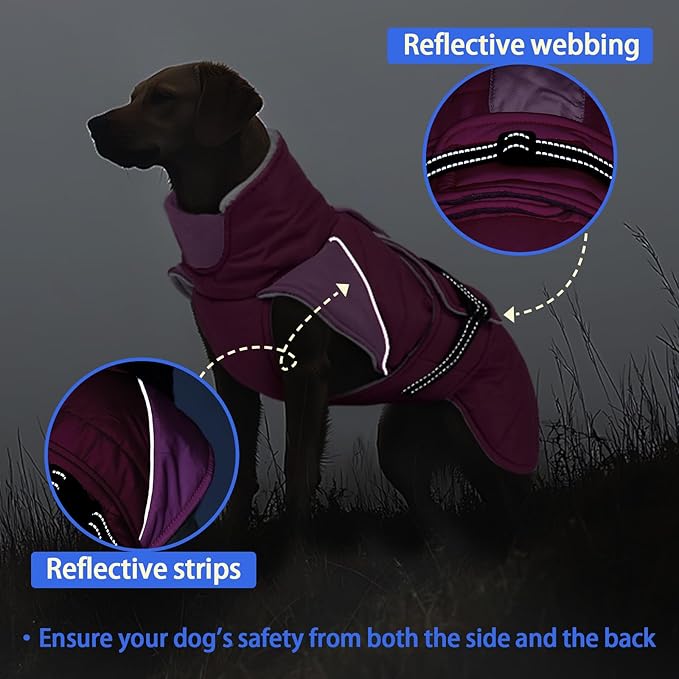 MIGOHI Snowproof Dog Coat - Thick Fleece Dog Jacket with Adjustable Collar, Keep Warm Winter Coat for Medium Dogs Cold Weather Walking Playing,Australian Shepherd,XL,Rosepink