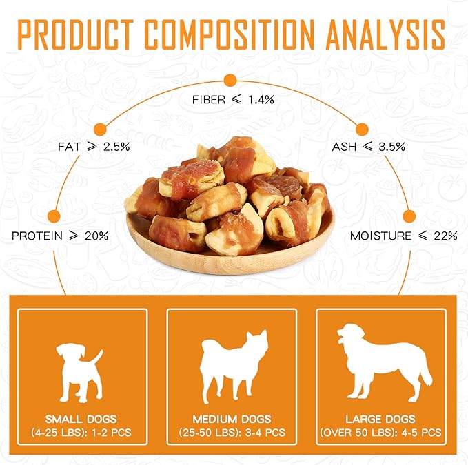 PAWUP Dog Treats Apple Slice Chicken Wrapped, Training Treats w/Taurine for Small Medium Large Dogs, 12.5 oz