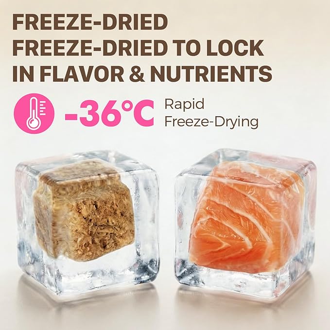 Freeze Dried Dog & Cat Treats – Single Ingredient Salmon, High Protein Training Treats & Food Topper, 3.5 oz