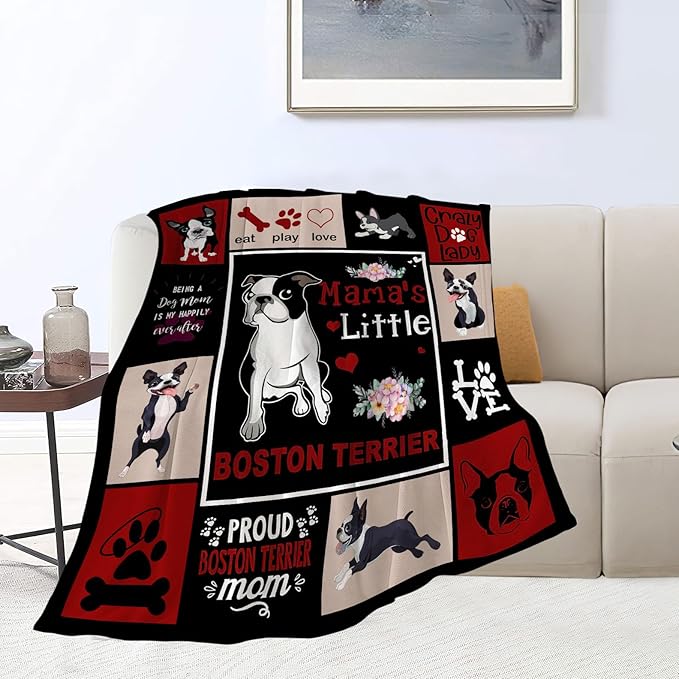 Boston Terrier Blanket Boston Terrier Gifts Throw Blankets Cozy Fleece Flannel Blanket Soft Warm Plush Lightweight Blanket Dog Gift for Couch Sofa Bed for Women Girls 50"X60"