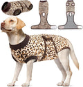 Kuoser Dog Recovery Suit Female, Dog Recovery Suit Female Doggie Onesie for Surgery, Post-Op Onesie for Female & Male Dogs, Soft Protective Wear, BrownLeopard L