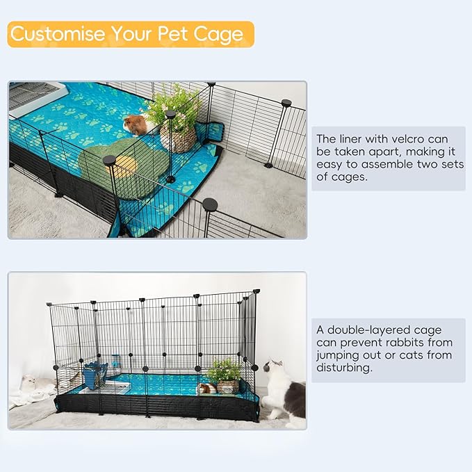 CHEGRON Guinea Pig Cages with Waterproof Bottom Soft Liner DIY 12PCS Metal Panels C&C Cage Small Animal Playpens Portable Pet Playpen Indoor for Rabbit/Bunny/Puppy/Hedgehog Habitat, 48"x24"x12"