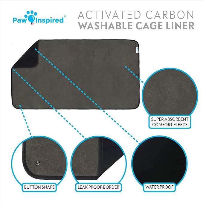 Paw Inspired Washable Guinea Pig Cage Liners, Fleece Bedding for Guinea Pigs Ferrets, Rabbits, Hamsters, Small Animals, Bamboo Charcoal Odor Controlling Absorbent Pee Pads (1 ct., Midwest)