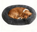Calming Cute Dog Beds for Medium Dogs, Orthopedic Cushion Anti-Anxiety Donut Cuddler Bed, Soft Fluffy Faux Fur Plush Warm Cozy Removable Cover Fits up to 35 lbs Pets (Round, Dark Grey 28")