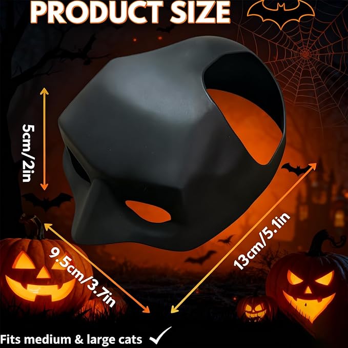 Cat Bat Mask, Funny Cat Helmet & Cat Hat Cosplay Costume, Adjustable Pet Mask for Halloween, Party, Photo Props, Lightweight Comfortable Cat Costume Accessories for Cats & Small Pets（Black