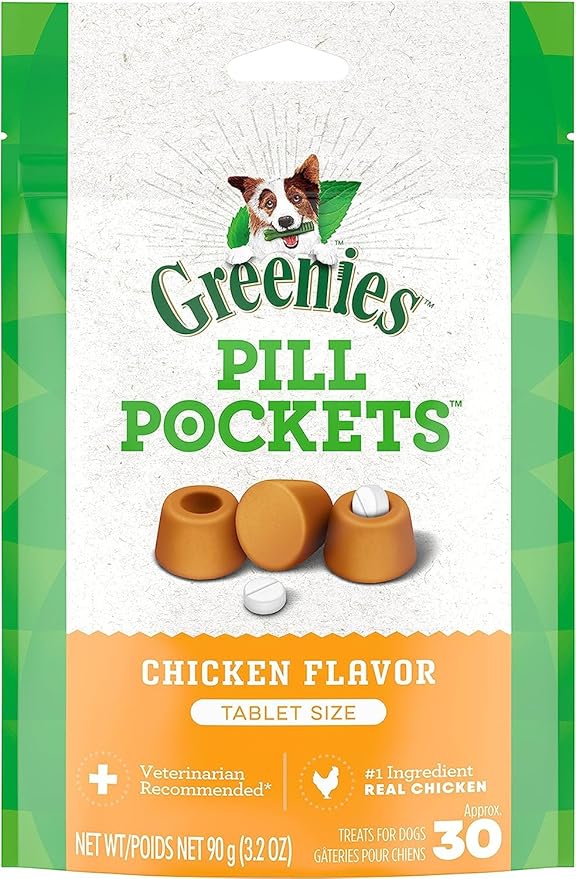 GREENIES Pill Pockets Treats for Dogs Chicken - Tablet Size 30 Count (Pack of 6)