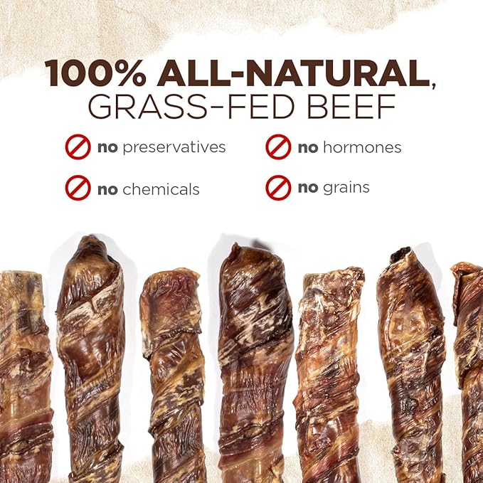 Natural Farm Power Beef Sticks Dog Chews (6”, 15-Pack), 2-in-1 Power Chews: Premium Bully Cheek Wrapped in Beef Esophagus for Double Chewing Time, Promotes Dental Health, Great for Medium Dogs