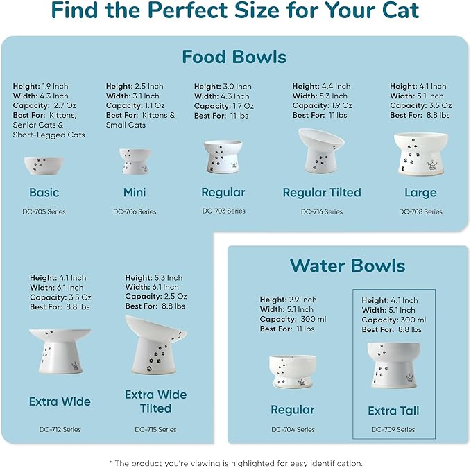 Necoichi Elevated Cat Water Bowl – Ceramic Raised Cat Bowl, Prevents Neck & Whisker Fatigue – Dishwasher & Microwave Safe – Pet Water Bowl for Cats (Sakura Floral, Extra Tall)