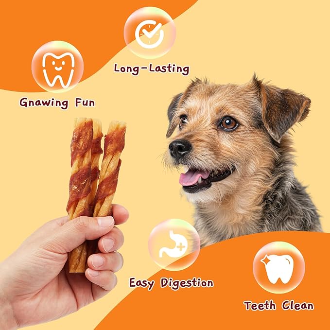 Jungle Calling 5-Inch Chicken Collagen Sticks (22-Count), Long Lasting Dog Chews, Duck Wrapped Dog Treats, Digestible Rawhide Alternative for Small Medium Dogs, Dog Bones for Teeth Cleaning, 14.1oz