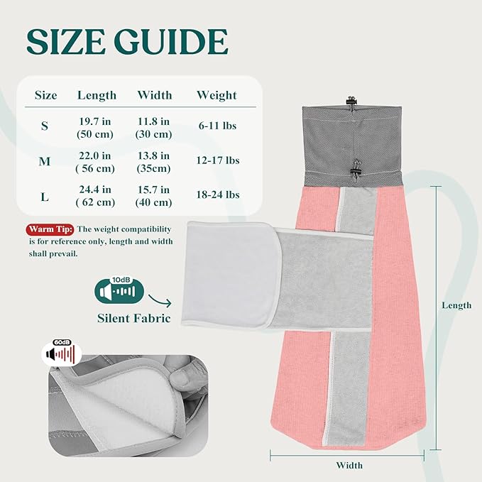 Supet Cat Grooming Wrap for Cutting Nails, Self-Adhesive Anti-Scratch Swaddle with Bite-Proof Mesh Hood & Thick Waist Strap Anti-Escape Bag for Nail Trimming, Medication, Ear Cleaning (Pink S)