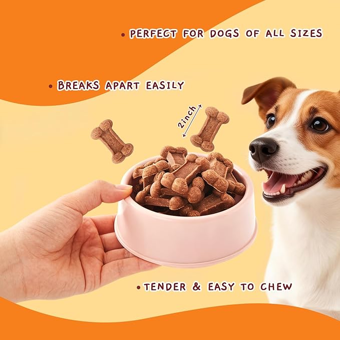 Jungle Calling 48 Ct. Senior Dog Soft Treats, Easy to Chew Beef-Flavored Biscuits for Training, Natural Digestive Support & Plant-Based Protein