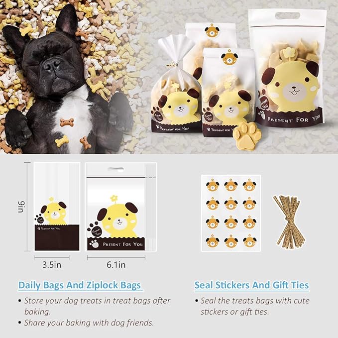 55 Pcs Dog Treat Maker, Make Your Own Dog Treats Kit for Kids, Including 2 Cookie Cutters and Mold, 2 Recipes Book, 24 Bags, etc.