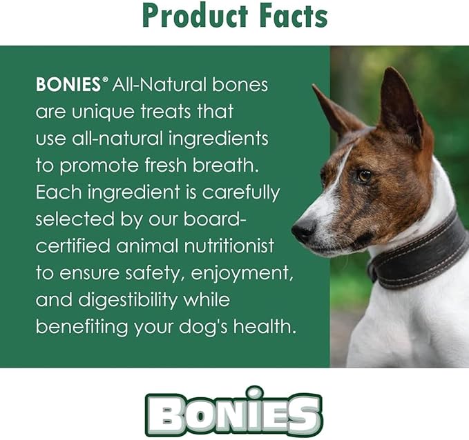 Bonies Natural Hip & Joint Formula Large-Sized Single Bone, Glucosamine & Omega Fatty Acids, Fresh Breath, Clean Teeth, Low Calories, Chicken Flavor, [Large Dogs], 72 Bones