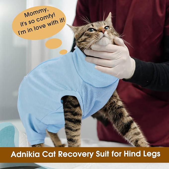 Cat Recovery Suit with Hind Legs, Breathable Onesie After Surgery Female for Abdominal Wounds or Skin Diseases, Anti-Licking Full Body Pet Surgical Pajamas, E-Collar Alternative Wear