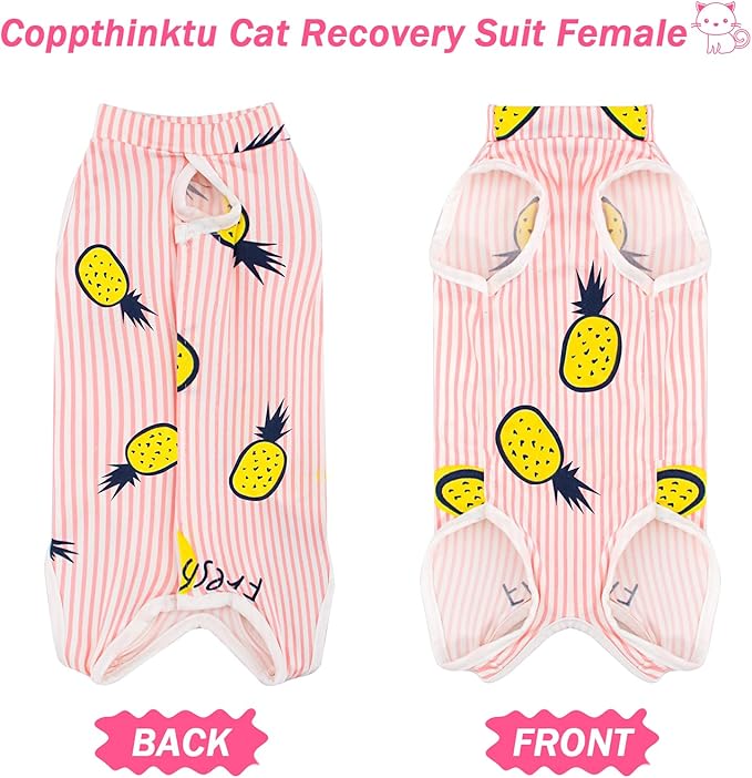 Coppthinktu Cat Recovery Suit Female Cats Onesie for Cats, Breathable Cat Surgery Suit for Surgical Abdominal Wounds Skin Diseases, Cute Kitten Spay Recovery Suit E-Collar Alternative Anti Licking