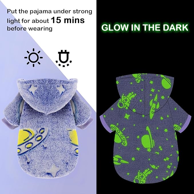 Dog Sweater for Small Dogs Girl Boy, Fleece Dog Hoodie Clothes, Night Glow Puppy Sweater, Soft Warm Extra Small Doggie Sweatshirt, Fall Winter Doggy Clothes Pet Outfits for Chihuahua Yorkie, Blue,XS