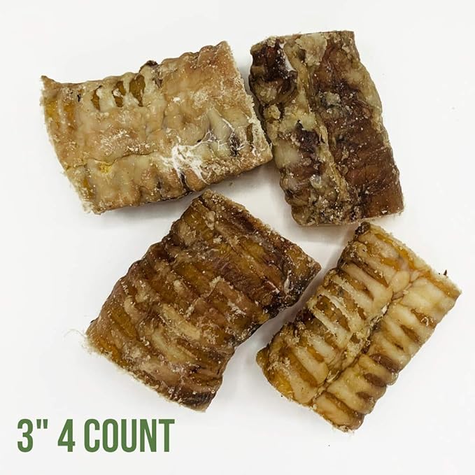 Dog Chews – Beef Trachea Dog Treat Chew Made in USA. Grass Fed Farm-Raised American Beef. Glucosamine Rich for Healthy Joints. All Natural Dental Chew (3" 4 PCS)