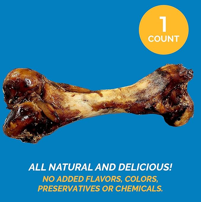 123 Treats Dog Bone for Aggressive Chewers - 100% Natural Pork & Beef Flavored Meaty Dog Chews, Made from Grass Fed Cattle, Grain Free Femur Bone | 1 Count