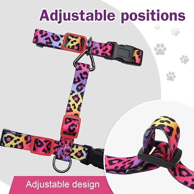 Hikiko Cat Harness and Leash Set Escape Proof Adjustable Walking Travel Soft Kitten Harness for Small Medium Large Cats (Gradient Leopard, M)