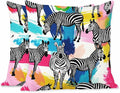 Throw Pillow Covers Black White Zebra Tropical Jungle Colorful Painting,Set of 2 Square Decorative,Cushion Pillows Cover for Couch and Bed for Men/Women 18X18 Inch