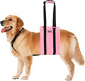 AIITLE Adjustable Anti-Slip Dog Lift Harness with Detachable Collar - Reflective Plush Dog Carrier Sling for Large Dogs, Rear Leg Support for Arthritis, Injury& Elderly Canines (Pink, L)
