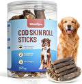 Cod Skin Rolls for Dogs Single Ingredient Fish Skin Dog Treats for All Breeds Dental Treats for Teeth Cleaning Rich in Omega-3 Dog Snacks Cod Skin Chews for Medium and Large Dogs 6 oz