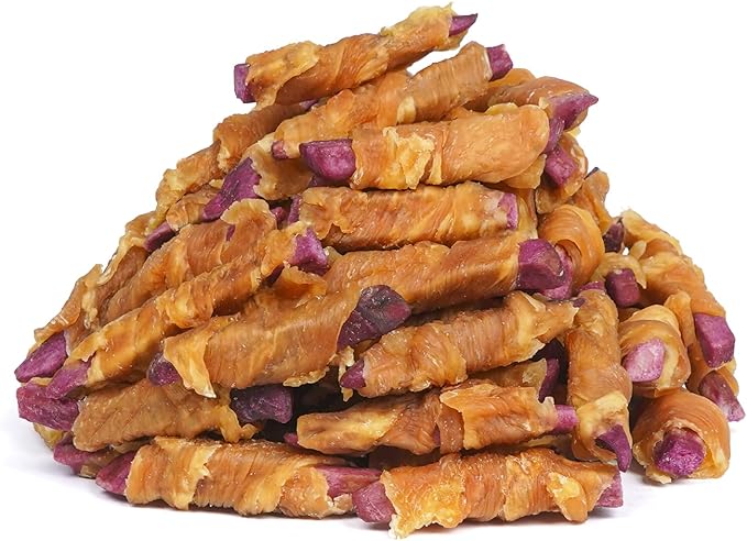 MON2SUN Rawhide Free Dog Treats, Chicken Wrapped Purple Sweet Potato Snacks, Healthy and Natural, Training Treats for Small Dogs, 21.2oz (60 Count - Pack of 1)