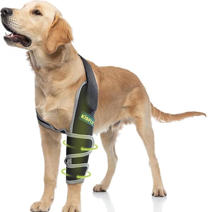 Dog Elbow Brace for Front Leg, Supports Elbow and Shoulder Joints, Helps Reduce Calluses, Pressure Sores & Hygroma, Reflective Anti-Licking Design, Left Leg, Size XL