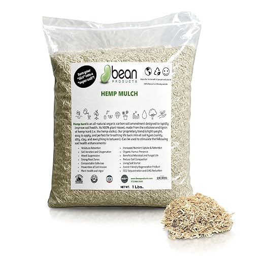 Garden Bed Organic Soil Conditioner - Hemp HURD Garden Mulch - Eco Friendly Potting Soil Aid - Moisture Retaining - Weed Suppressor - Perfect for Flowers & Vegetables - Grown in The US - 1 lb.